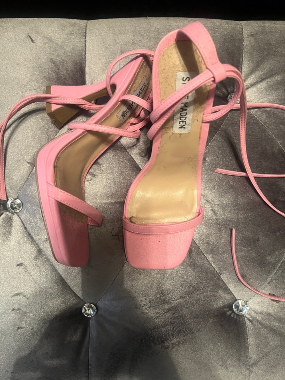 Steve Madden Bubblegum Pink Platform Lace-Up Sandals